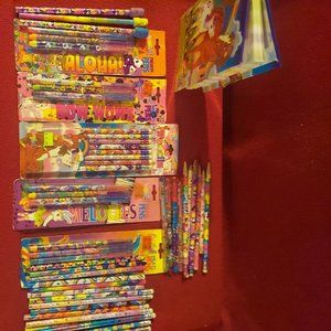 Vintage Lisa Frank pencil & pens with diary +plush new & pre owned lot of 50 +